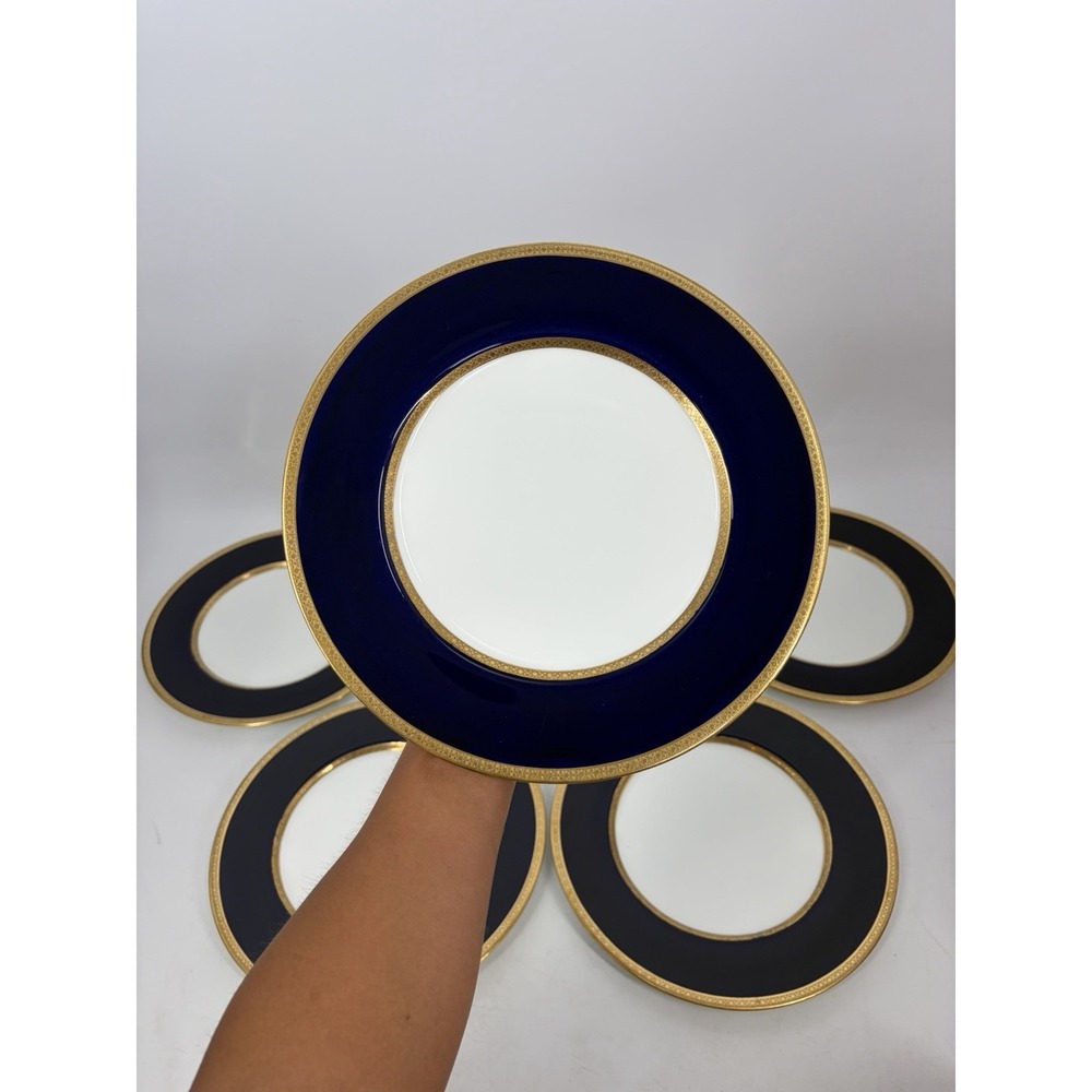 Tiffany & Co Coalport England Cobalt Blue Gold Encrusted Dinner Plates Lot 6